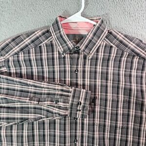 Panhandle Tuf Cooper Performance Shirt Men Medium Flip Cuff Button Black Plaid‎